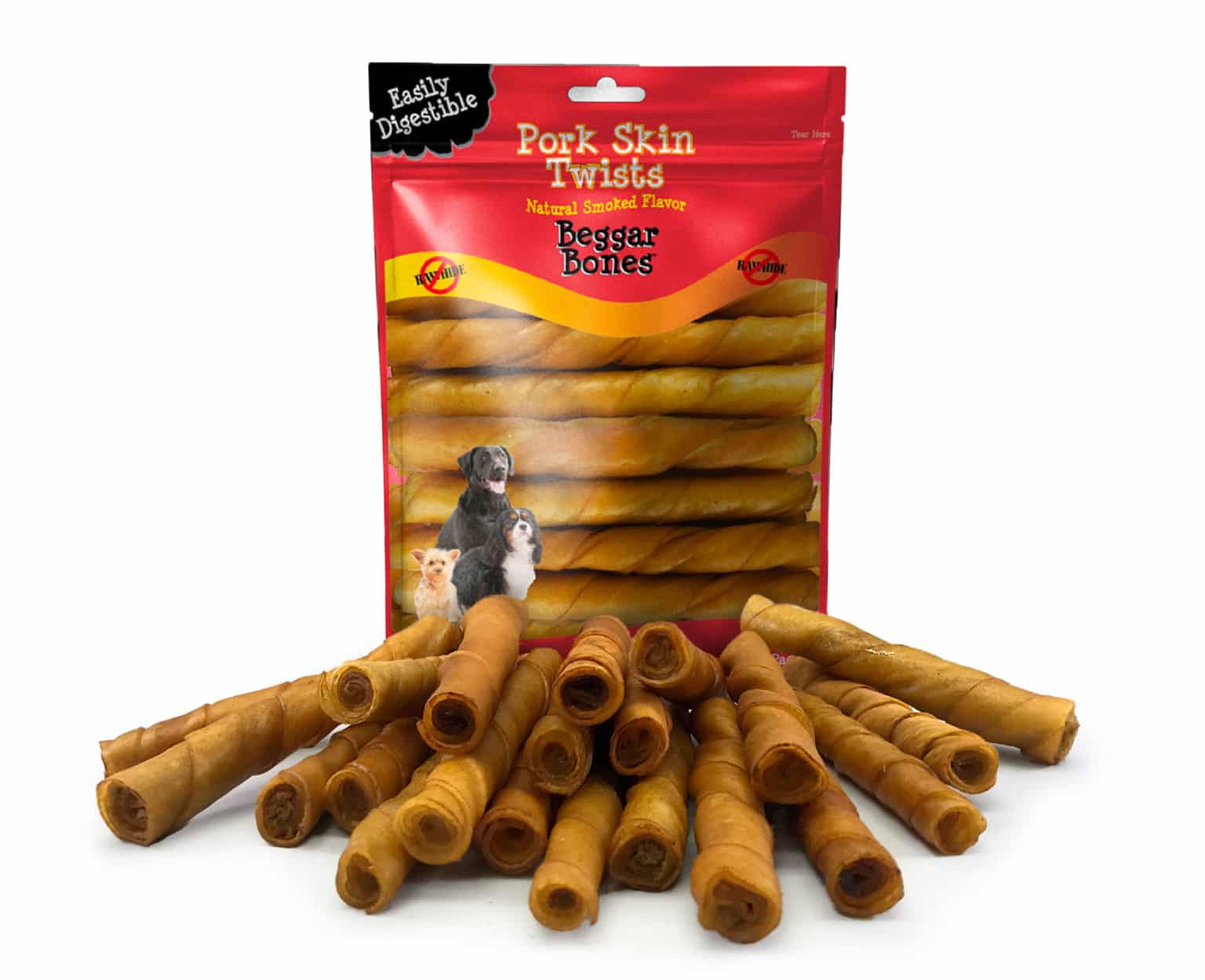 Beggar Bone Pork Skin Twists 21 pk Savory Prime Pet Treats