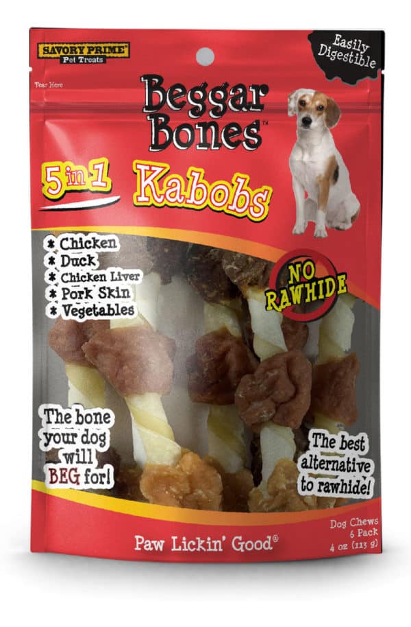 Beggar Bone 5 in 1 Kabobs Savory Prime Pet Treats